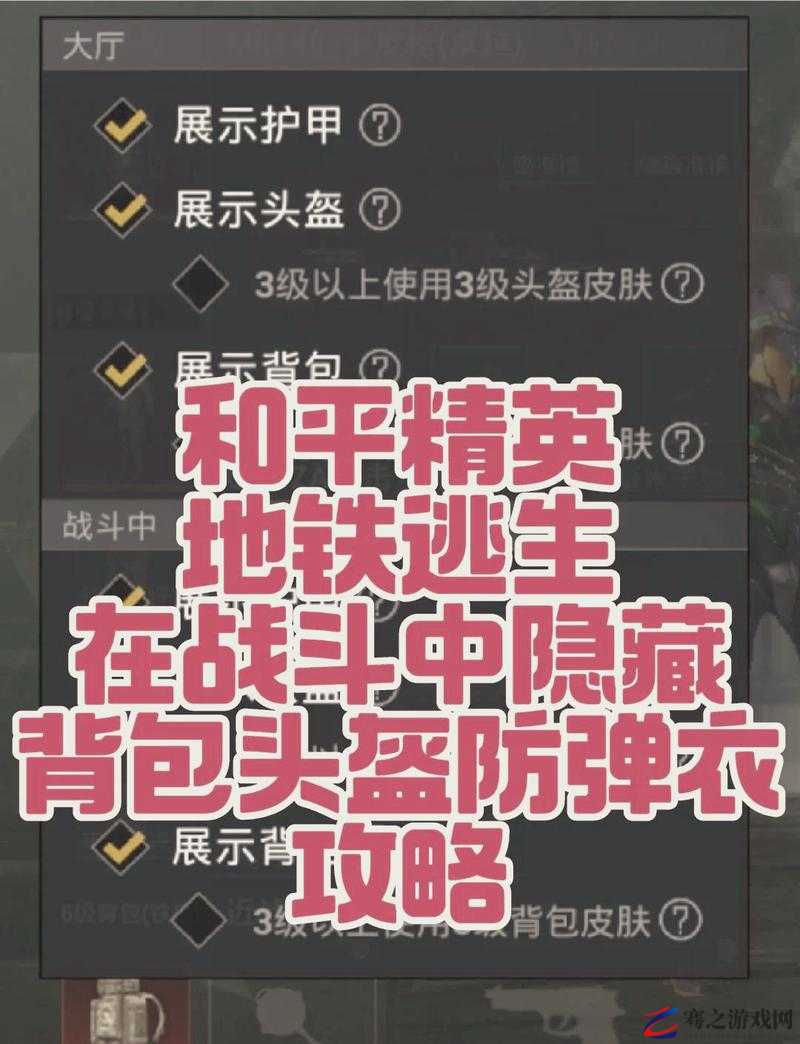 刺激战场游戏技巧，如何设置并隐藏角色佩戴的头盔（详细步骤）